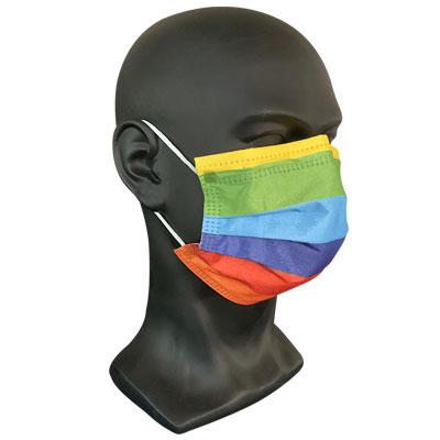rainbow-patterned Class 1 Medical Grade masks.